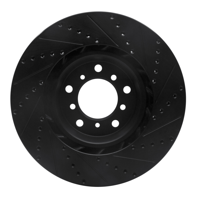 BMW M3 Brake Rotor (1) - Right Front - R1 Concepts - Drilled & Slotted - Black - `01-`06